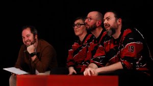 Joueurs de la Ligue Boraine d'Improvisation durant le spectacle match d'impro entre Jemappes et Mons