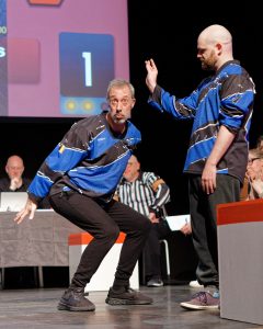 Joueurs de la Ligue Boraine d'Improvisation durant le spectacle match d'impro entre Jemappes et Mons