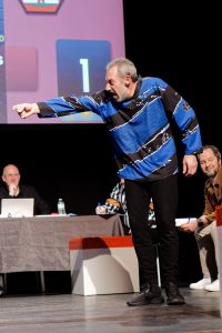 Joueurs de la Ligue Boraine d'Improvisation durant le spectacle match d'impro entre Jemappes et Mons
