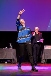 Joueurs de la Ligue Boraine d'Improvisation durant le spectacle match d'impro entre Jemappes et Mons
