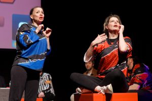 Joueurs de la Ligue Boraine d'Improvisation durant le spectacle match d'impro entre Jemappes et Mons