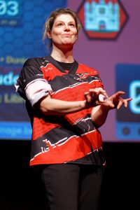 Joueurs de la Ligue Boraine d'Improvisation durant le spectacle match d'impro entre Jemappes et Mons