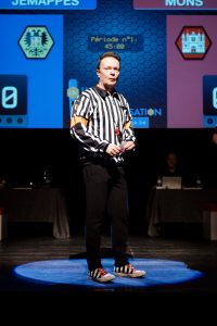 Joueurs de la Ligue Boraine d'Improvisation durant le spectacle match d'impro entre Jemappes et Mons