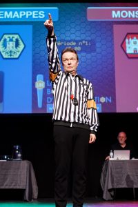 Joueurs de la Ligue Boraine d'Improvisation durant le spectacle match d'impro entre Jemappes et Mons