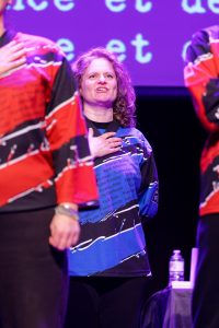 Joueurs de la Ligue Boraine d'Improvisation durant le spectacle match d'impro entre Jemappes et Mons