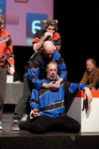 Joueurs de la Ligue Boraine d'Improvisation durant le spectacle match d'impro entre Jemappes et Mons