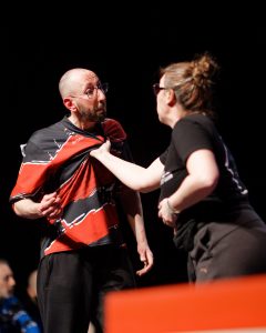 Joueurs de la Ligue Boraine d'Improvisation durant le spectacle match d'impro entre Jemappes et Mons