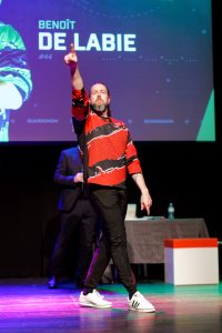 Joueurs de la Ligue Boraine d'Improvisation durant le spectacle match d'impro entre Jemappes et Mons