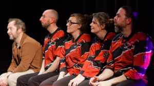 Joueurs de la Ligue Boraine d'Improvisation durant le spectacle match d'impro entre Jemappes et Mons