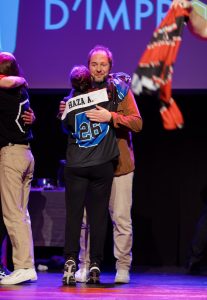 Joueurs de la Ligue Boraine d'Improvisation durant le spectacle match d'impro entre Jemappes et Mons