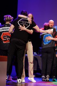 Joueurs de la Ligue Boraine d'Improvisation durant le spectacle match d'impro entre Jemappes et Mons