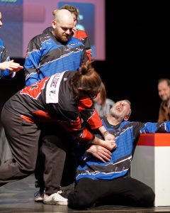 Joueurs de la Ligue Boraine d'Improvisation durant le spectacle match d'impro entre Jemappes et Mons
