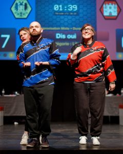 Joueurs de la Ligue Boraine d'Improvisation durant le spectacle match d'impro entre Jemappes et Mons