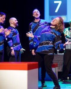 Joueurs de la Ligue Boraine d'Improvisation durant le spectacle match d'impro entre Jemappes et Mons