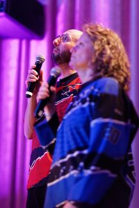 Joueurs de la Ligue Boraine d'Improvisation durant le spectacle match d'impro entre Jemappes et Mons