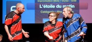 Joueurs de la Ligue Boraine d'Improvisation durant le spectacle match d'impro entre Jemappes et Mons