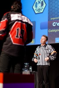 Joueurs de la Ligue Boraine d'Improvisation durant le spectacle match d'impro entre Jemappes et Mons