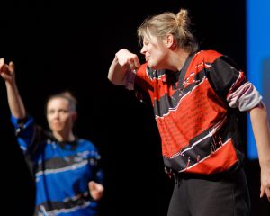 Joueurs de la Ligue Boraine d'Improvisation durant le spectacle match d'impro entre Jemappes et Mons