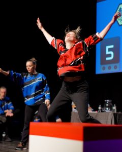 Joueurs de la Ligue Boraine d'Improvisation durant le spectacle match d'impro entre Jemappes et Mons