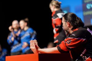 Joueurs de la Ligue Boraine d'Improvisation durant le spectacle match d'impro entre Jemappes et Mons