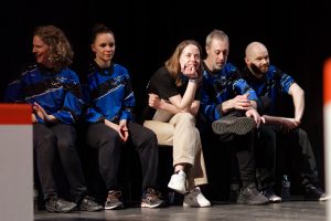 Joueurs de la Ligue Boraine d'Improvisation durant le spectacle match d'impro entre Jemappes et Mons