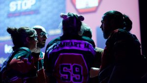 Joueurs de la Ligue Boraine d'Improvisation durant le spectacle match d'impro entre Jemappes et Mons