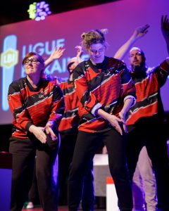 Joueurs de la Ligue Boraine d'Improvisation durant le spectacle match d'impro entre Jemappes et Mons