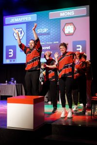 Joueurs de la Ligue Boraine d'Improvisation durant le spectacle match d'impro entre Jemappes et Mons
