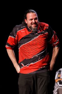 Joueurs de la Ligue Boraine d'Improvisation durant le spectacle match d'impro entre Jemappes et Mons