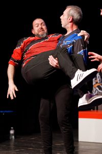 Joueurs de la Ligue Boraine d'Improvisation durant le spectacle match d'impro entre Jemappes et Mons