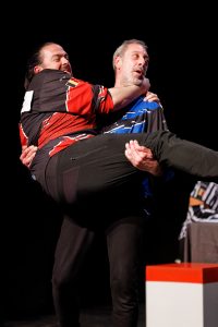 Joueurs de la Ligue Boraine d'Improvisation durant le spectacle match d'impro entre Jemappes et Mons