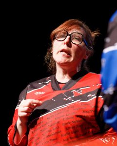 Joueurs de la Ligue Boraine d'Improvisation durant le spectacle match d'impro entre Jemappes et Mons