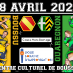 Publicité pour le match d'improvisation de Ligue Boraine d'Impro entre Boussu et Quaregnon