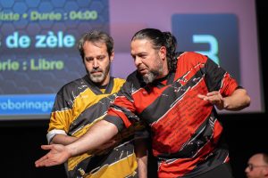 Jouteurs de la Ligue Boraine d'Improvisation durant le match d'impro des demi finales 2025 2026