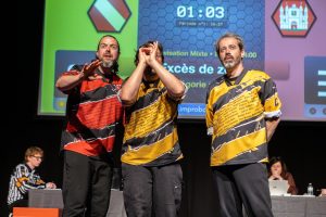 Jouteurs de la Ligue Boraine d'Improvisation durant le match d'impro des demi finales 2025 2026
