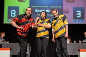 Jouteurs de la Ligue Boraine d'Improvisation durant le match d'impro des demi finales 2025 2026