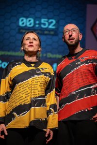 Jouteurs de la Ligue Boraine d'Improvisation durant le match d'impro des demi finales 2025 2026