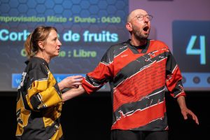 Jouteurs de la Ligue Boraine d'Improvisation durant le match d'impro des demi finales 2025 2026