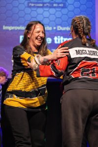 Jouteurs de la Ligue Boraine d'Improvisation durant le match d'impro des demi finales 2025 2026