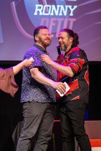 Jouteurs de la Ligue Boraine d'Improvisation durant le match d'impro des demi finales 2025 2026