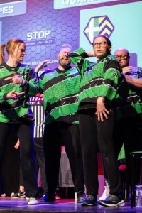 Jouteurs de la Ligue Boraine d'Improvisation durant le match d'impro des demi finales 2025 2026