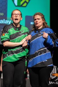 Jouteurs de la Ligue Boraine d'Improvisation durant le match d'impro des demi finales 2025 2026