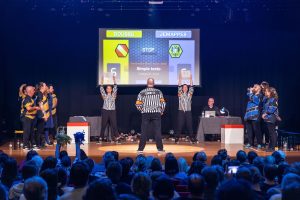 Improvisateurs de la ligue boraine d'improvisation lors de la finale 2025 2026 Mons Boussu Jemappes Quaregnon Impro