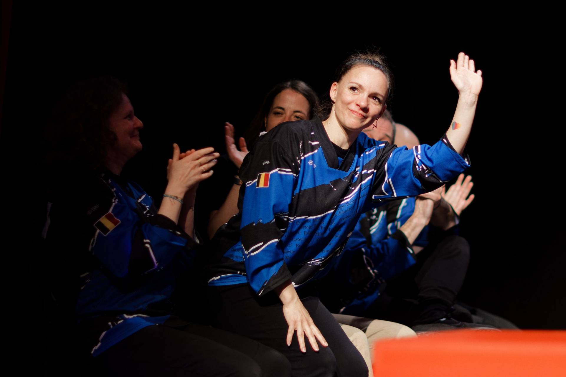 Joueurs de la Ligue Boraine d'Improvisation durant le spectacle match d'impro entre Jemappes et Mons