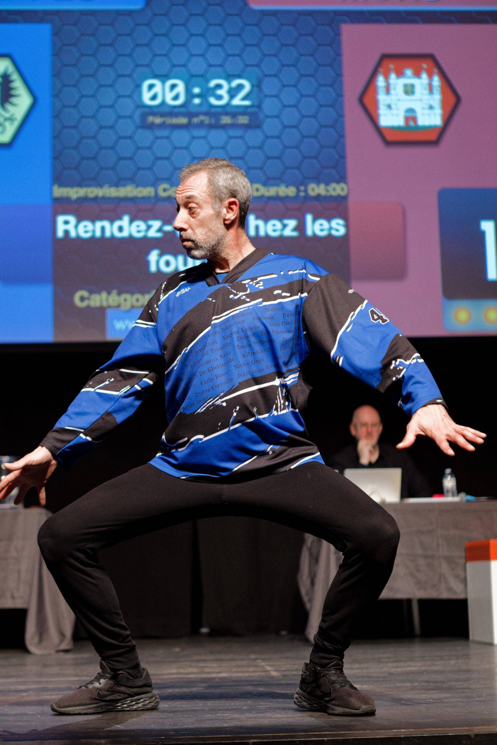 Joueurs de la Ligue Boraine d'Improvisation durant le spectacle match d'impro entre Jemappes et Mons