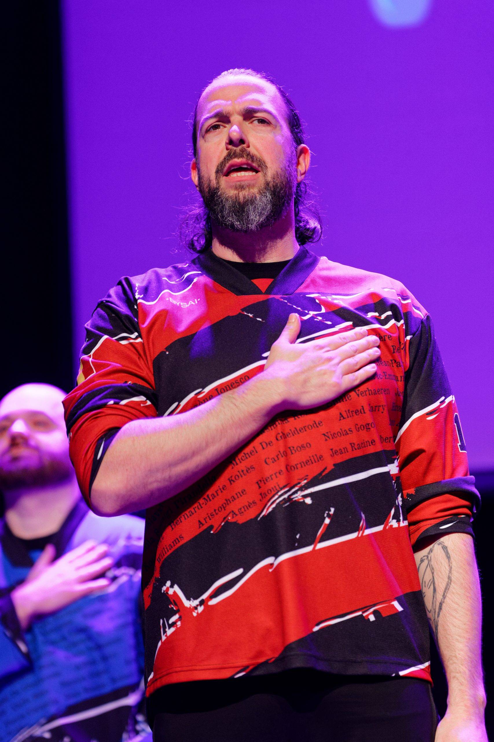 Joueurs de la Ligue Boraine d'Improvisation durant le spectacle match d'impro entre Jemappes et Mons