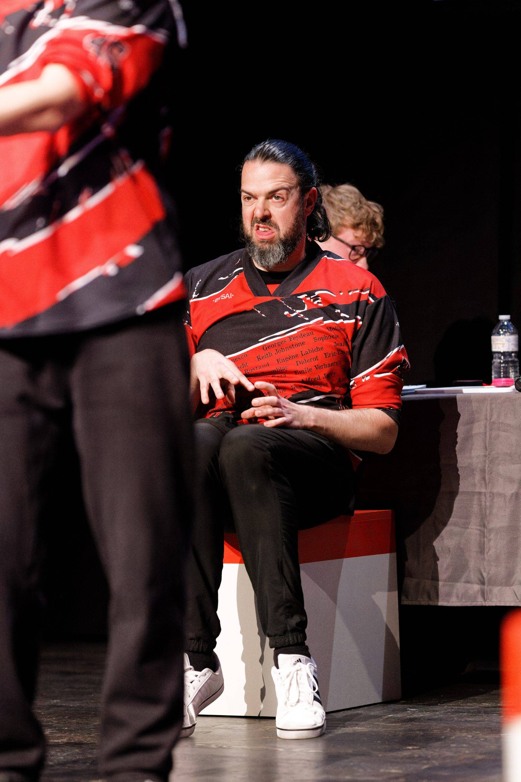 Joueurs de la Ligue Boraine d'Improvisation durant le spectacle match d'impro entre Jemappes et Mons