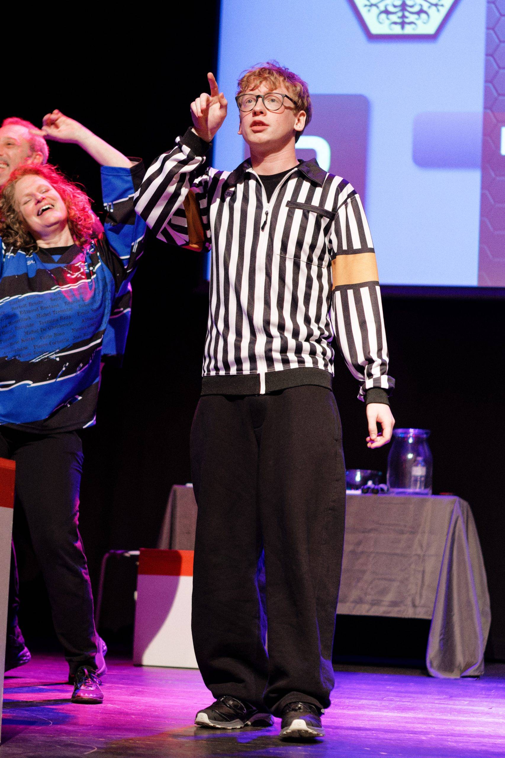 Joueurs de la Ligue Boraine d'Improvisation durant le spectacle match d'impro entre Jemappes et Mons