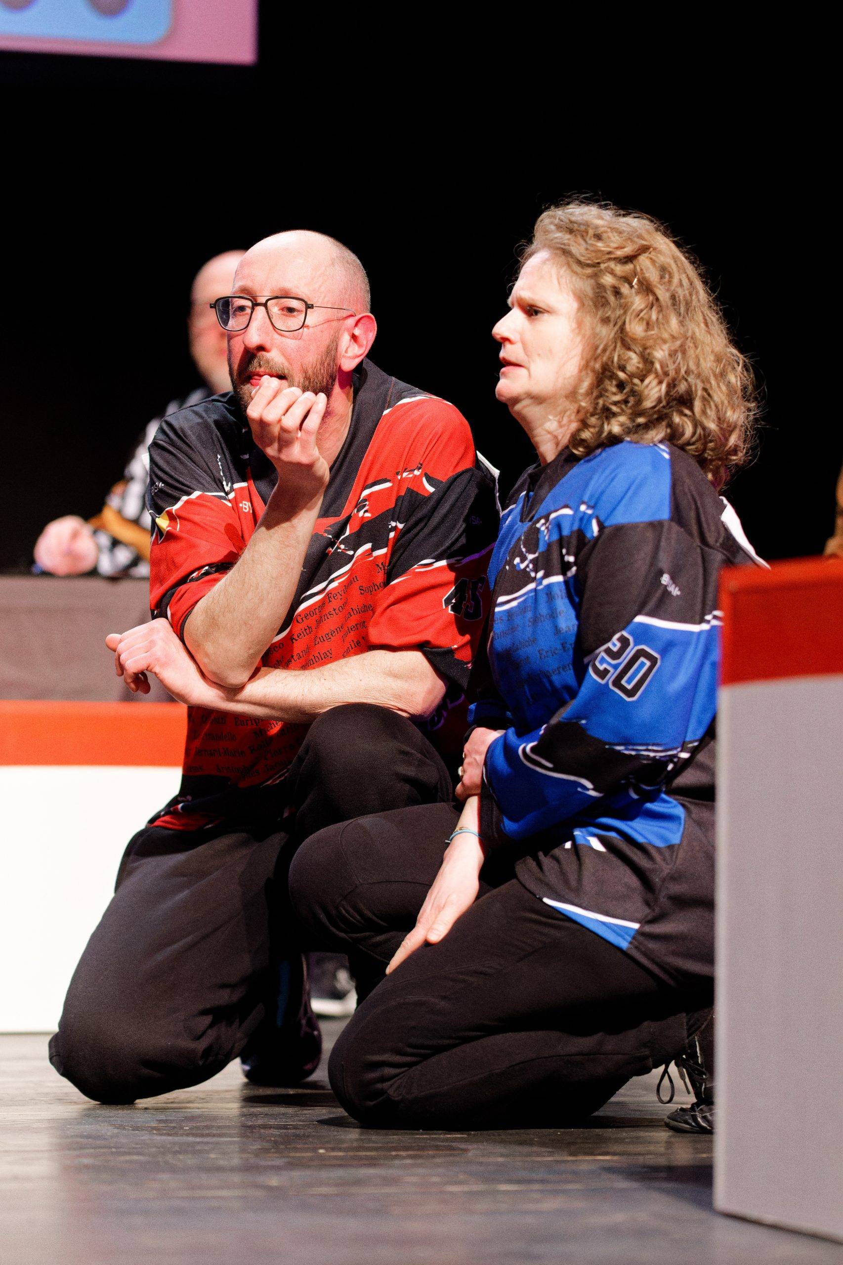 Joueurs de la Ligue Boraine d'Improvisation durant le spectacle match d'impro entre Jemappes et Mons