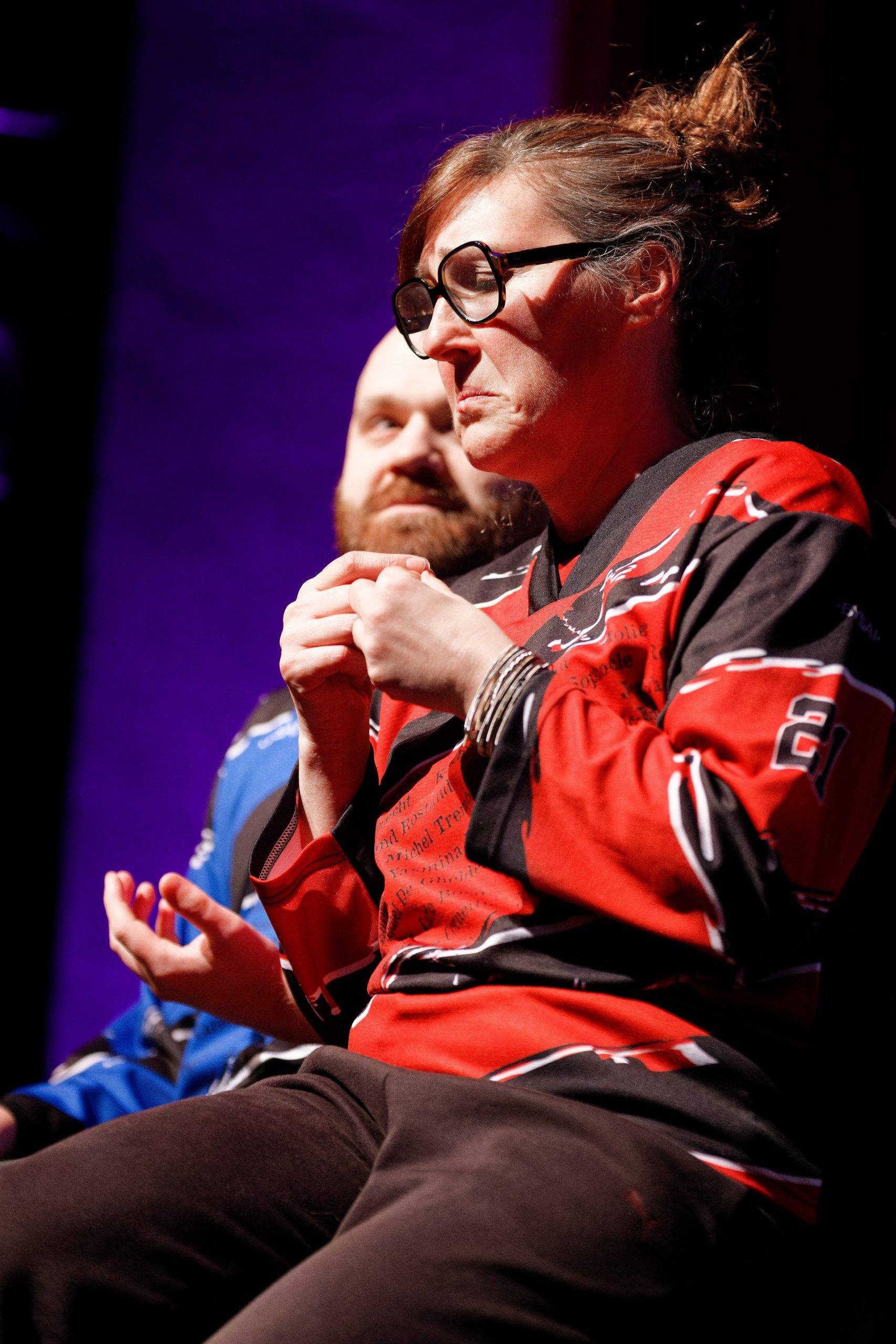 Joueurs de la Ligue Boraine d'Improvisation durant le spectacle match d'impro entre Jemappes et Mons